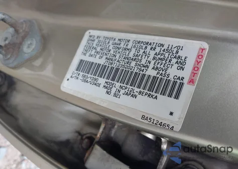 2002 Toyota Echo из США, поврежденный, VIN JTDBT123520217947